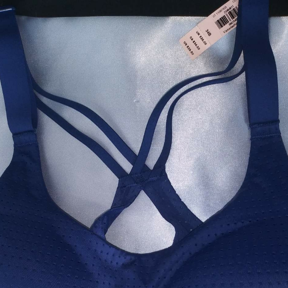Victoria's Secret Wireless Sport Bra BLUE NWT 34 B Lightweight - Picture 5 of 8